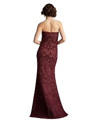 Tadashi Shoji Women's Kohli Strapless Lattice Embroidered Gown