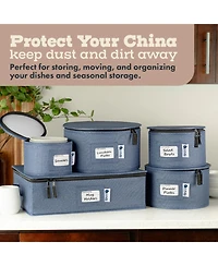 Hard Shell China Storage Containers 5-Piece Set Moving Boxes for Dinnerware Service for 12