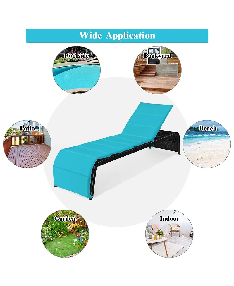 Inolait Adjustable Patio Rattan Lounge Chair with Cushioned
