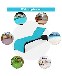 Inolait Adjustable Patio Rattan Lounge Chair with Cushioned
