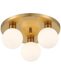 Possini Euro Design Katalin 12 1/4" Modern Semi Flush-Mount Ceiling Light Fixture Kitchen Foyer Round 3-Light Led Gold Finish