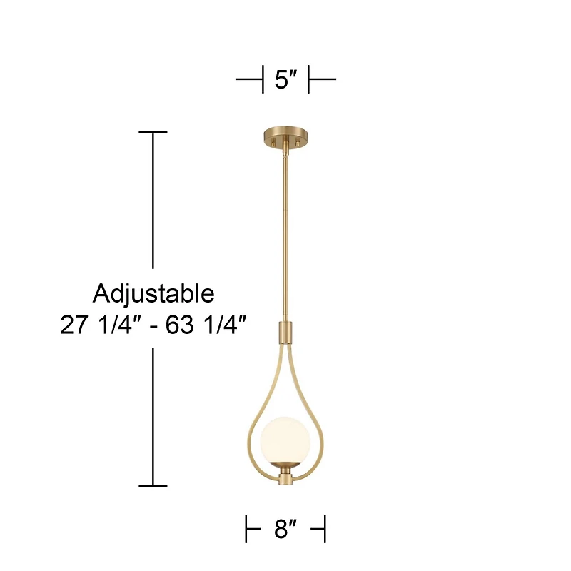 Possini Euro Design Kosta 8" Mid Century Modern Pendant Ceiling Light Fixture Dining Room Over Table Kitchen Island Foyer Hanging Teardrop Led Dimmabl