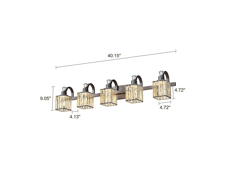gaomon Bathroom Vanity Light Fixtures Modern Crystal Vanity Light Fixtures Over Mirror，5 Light Modern Crystal Wall Lighting with Square Shade B