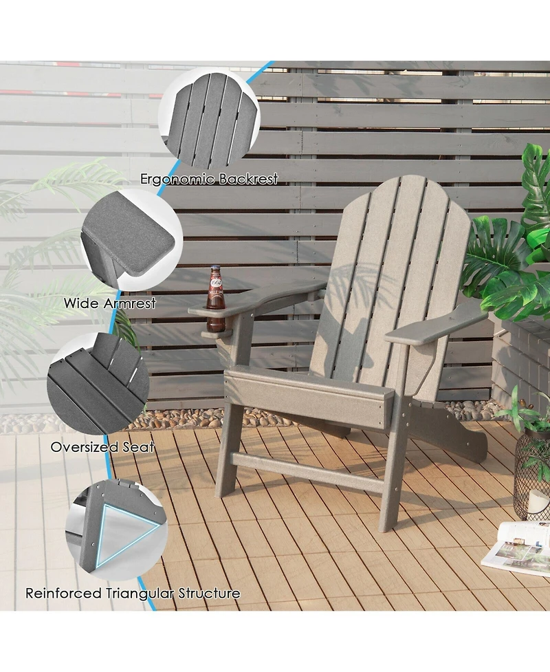 Vebreda Outdoor Adirondack Chair with Built-in Cup Holder for Backyard Porch