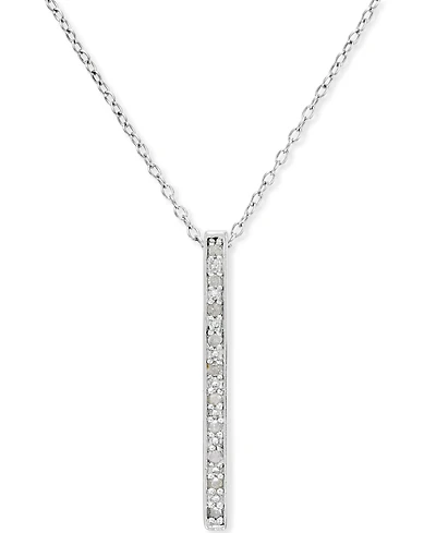 Diamond Bar Pendant Necklace (1/10 ct. t.w.) in Sterling Silver