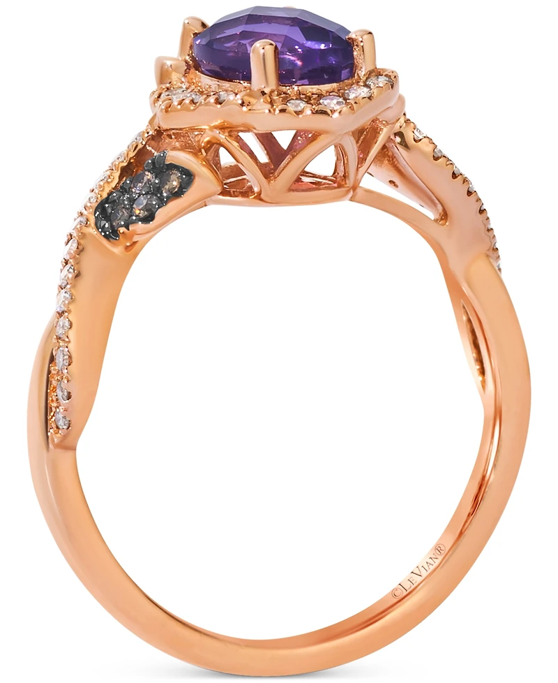 Le Vian Amethyst (1-1/6 ct. t.w.) & Diamond (1/4 ct. t.w.) Halo Ring in 14k Rose Gold