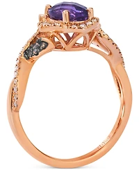 Le Vian Amethyst (1-1/6 ct. t.w.) & Diamond (1/4 ct. t.w.) Halo Ring in 14k Rose Gold