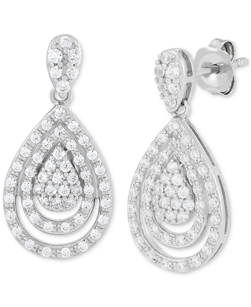 2-Pc. Set Diamond Teardrop Pendant Necklace & Matching Earrings (1 ct. t.w.) in Sterling Silver