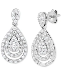 2-Pc. Set Diamond Teardrop Pendant Necklace & Matching Earrings (1 ct. t.w.) in Sterling Silver