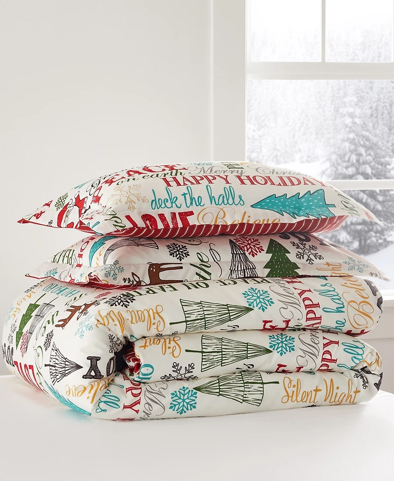 Levtex Merry Bright Santa Claus Lane Reversible -Pc. Duvet Cover Set
