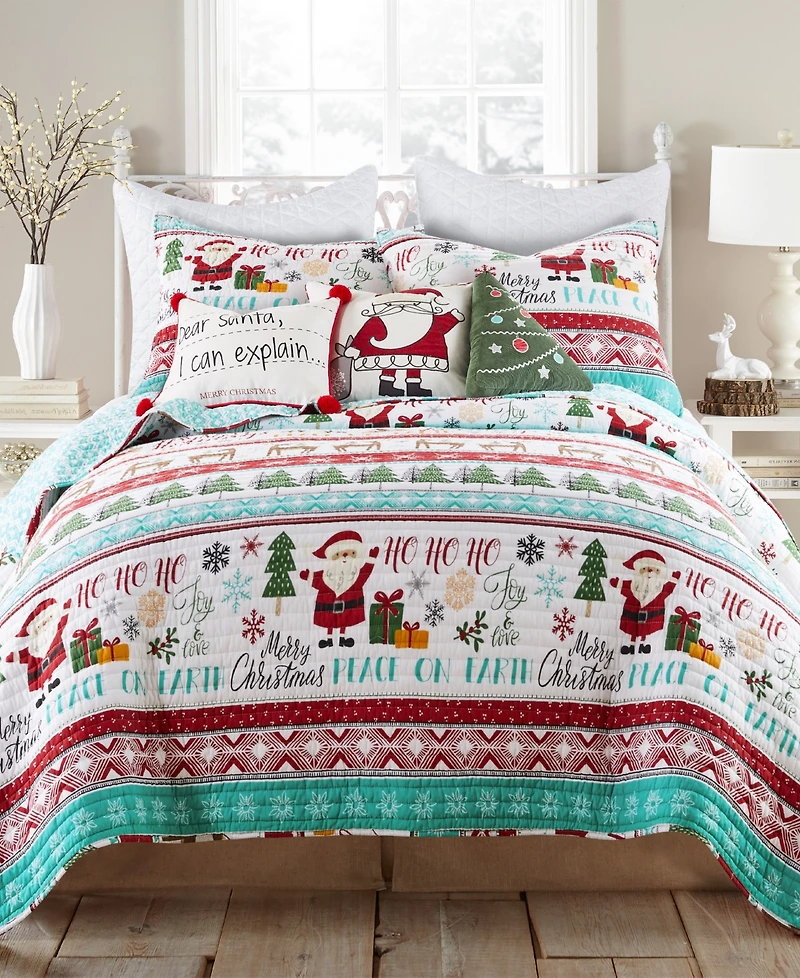 Levtex Merry Bright Ho Ho Holidays Reversible 2-Pc. Quilt Set, Twin/Twin Xl