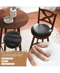 Sugift 2 Pieces Classic Counter Height Swivel Bar Stool Set with X-shaped Open Back