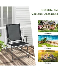 Sugift 2 Pieces Patio Folding Chairs with Armrests for Deck Garden Yard