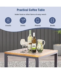 Sugift 5 Piece Patio Acacia Wood Chair Set with Ottomans and Coffee Table