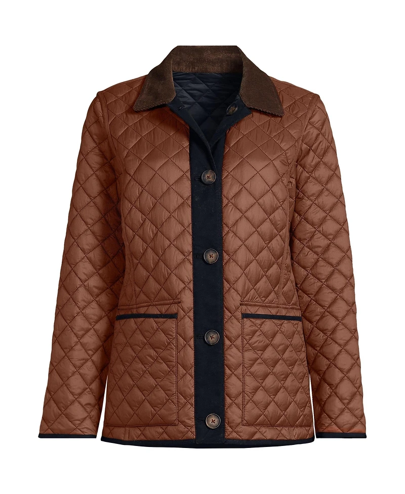 Lands' End Plus Reversible Barn Quilted Insulated Jacket