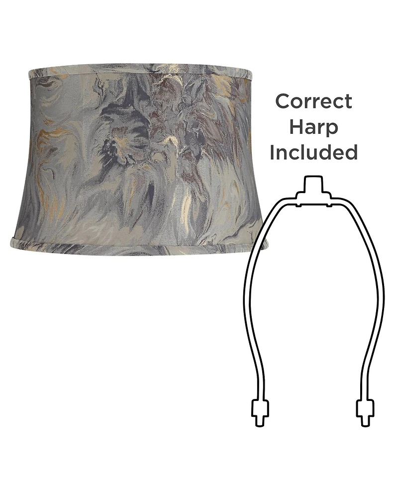 Springcrest 14" Top x 16" Bottom x 11" High x 11" Slant Print Lamp Shade Replacement Saba Cafe Drum Softback Washer Harp Finial