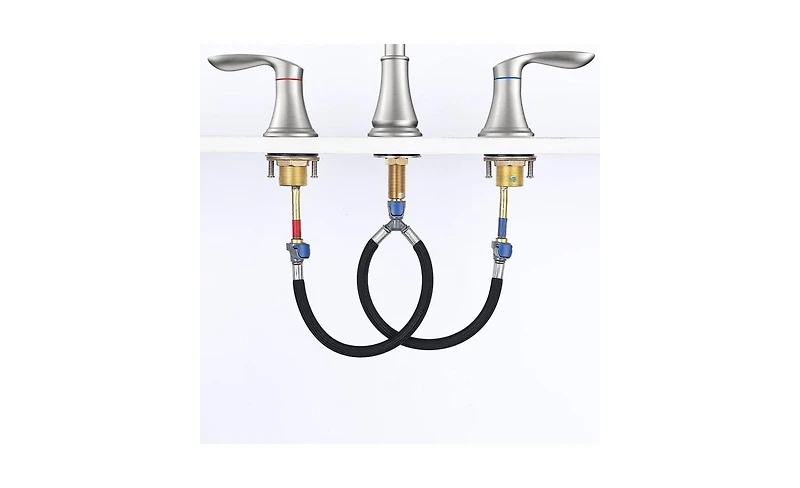 Slickblue 2-Handle 8-Inch Widespread Brushed Nickel Bathroom Sink Faucet for Lavatory Vanity Use