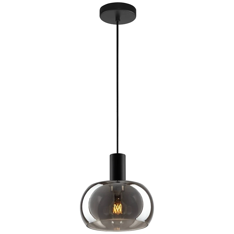 Possini Euro Design Rorie 8 1/2" Modern Pendant Ceiling Light Fixture Dining Room Over Table Kitchen Island Black Smoke Glass Mini