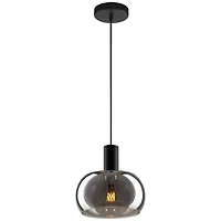 Possini Euro Design Rorie 8 1/2" Modern Pendant Ceiling Light Fixture Dining Room Over Table Kitchen Island Black Smoke Glass Mini