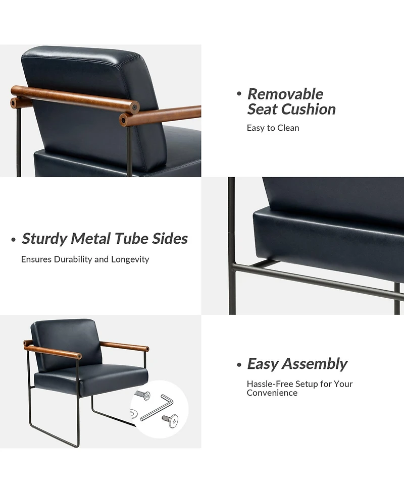 Hulala Home Justo Modern Arm Chair with Sturdy Metal Tube Side