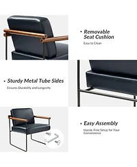 Hulala Home Justo Modern Arm Chair with Sturdy Metal Tube Side