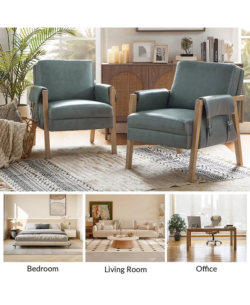 Olivia Farmhouse Armchair with Solid Wood Frame