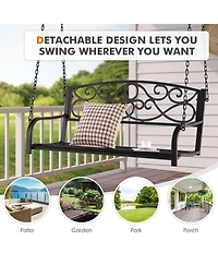 Inolait Outdoor 2-Person Metal Porch Swing Chair with Chains