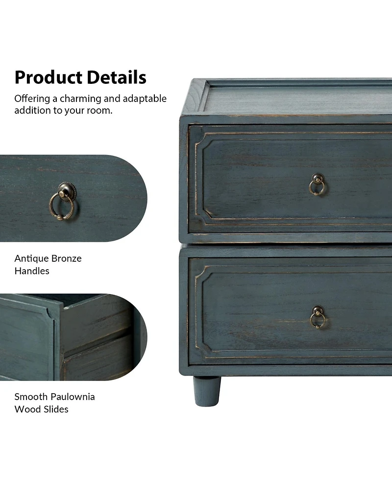 Hulala Home Scipione Transitional 2 - Drawer Nightstand with Multiple Configurations