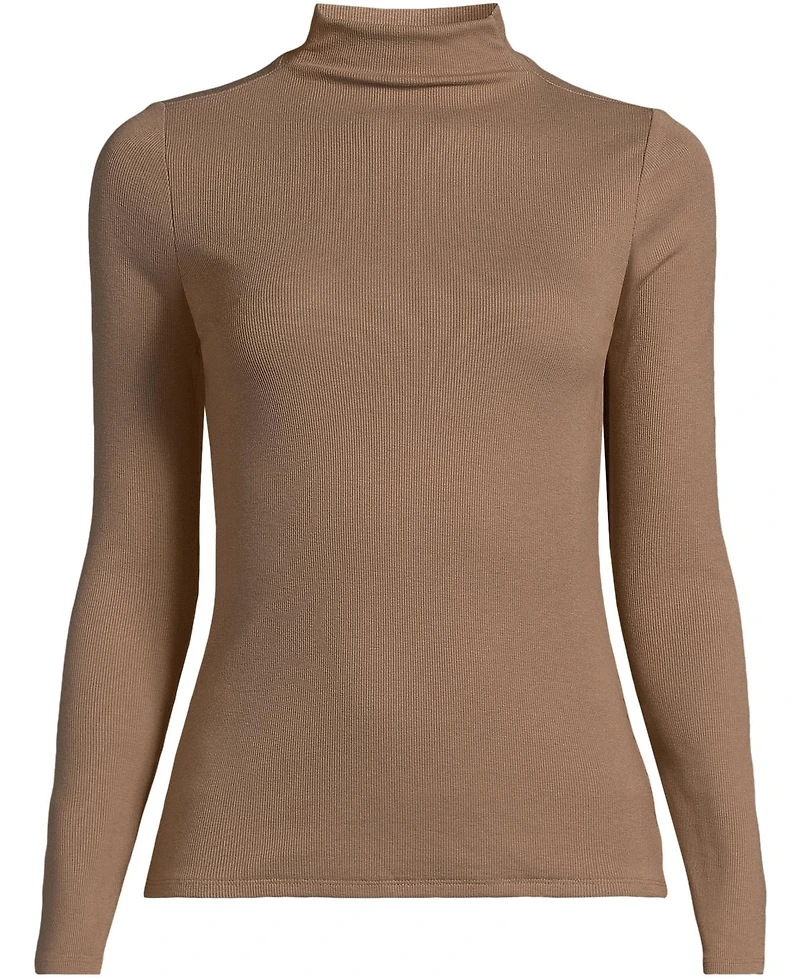 Lands' End Women's Drapey Rib Skimming Long Sleeve Mock Neck