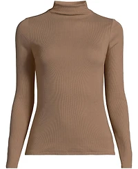 Lands' End Women's Drapey Rib Skimming Long Sleeve Mock Neck