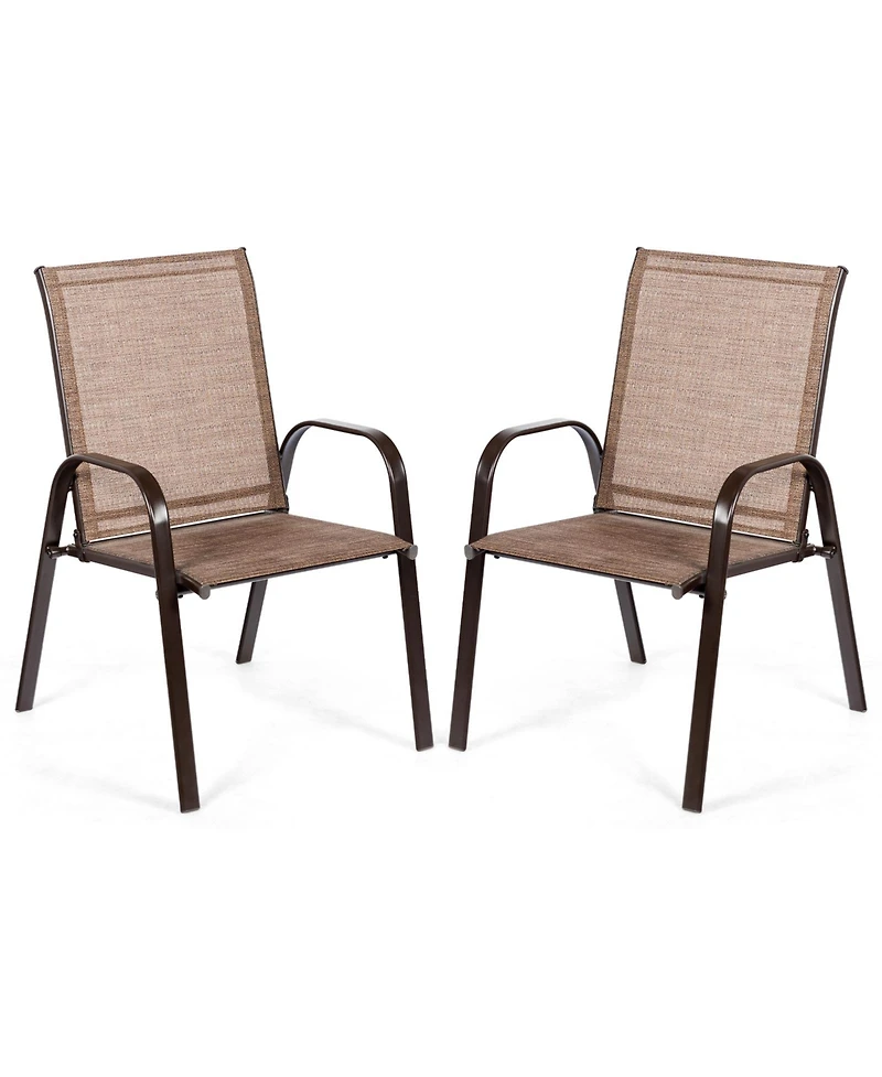 Sugift 2 Pieces Patio Outdoor Dining Chair with Armrest