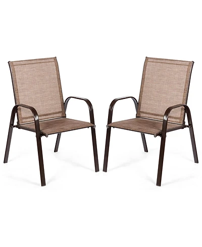 Sugift 2 Pieces Patio Outdoor Dining Chair with Armrest