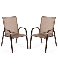 Sugift 2 Pieces Patio Outdoor Dining Chair with Armrest