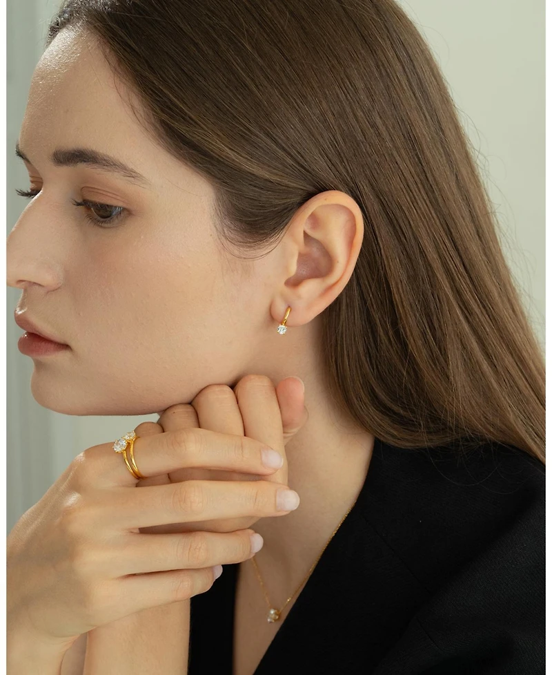 Sterling Silver 18k Gold Plated Anastasia Huggies Hoops – Dainty Summer Earrings, Lightweight, Vacation Style, Warm Weather Look