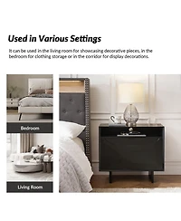 Claudio Modern 28"Tall Nightstand with Solid Wood Legs