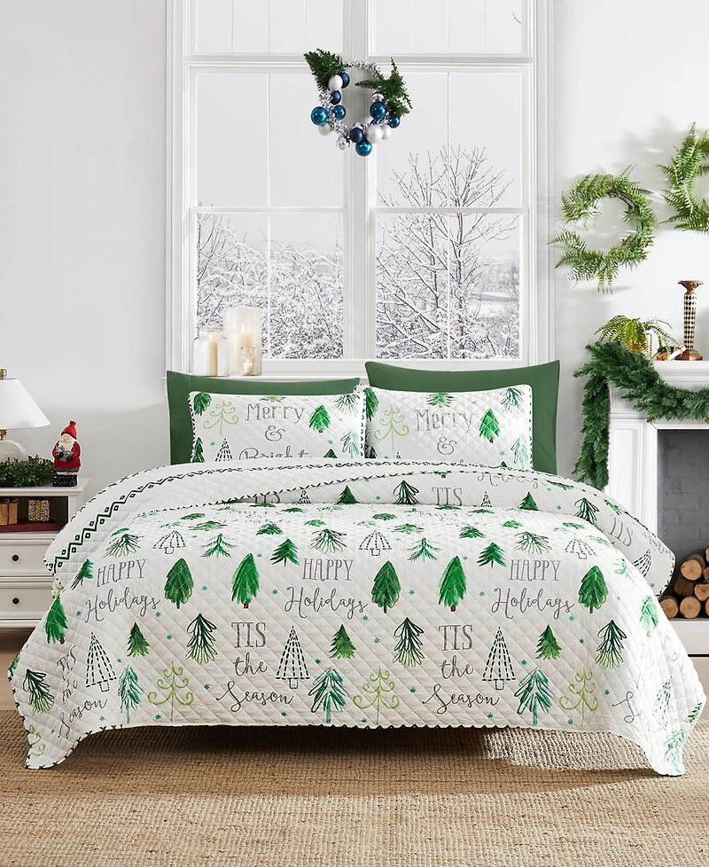 Avanti Christmas Trees Reversible 3-Pc. Quilt Set, King