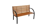 Slickblue 48" Hardwood Slotted Steel Cast Iron Frame Outdoor Garden Bench – Classic Patio Seat