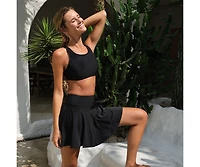 Calypsa Women's Flowy Swim Skirt With Attached Shorts