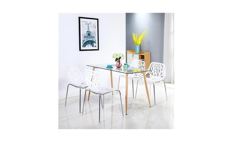 Slickblue 4-Piece Birds Nest Style Lounge Chair Set, Elegant White Design for Indoor & Outdoor Use