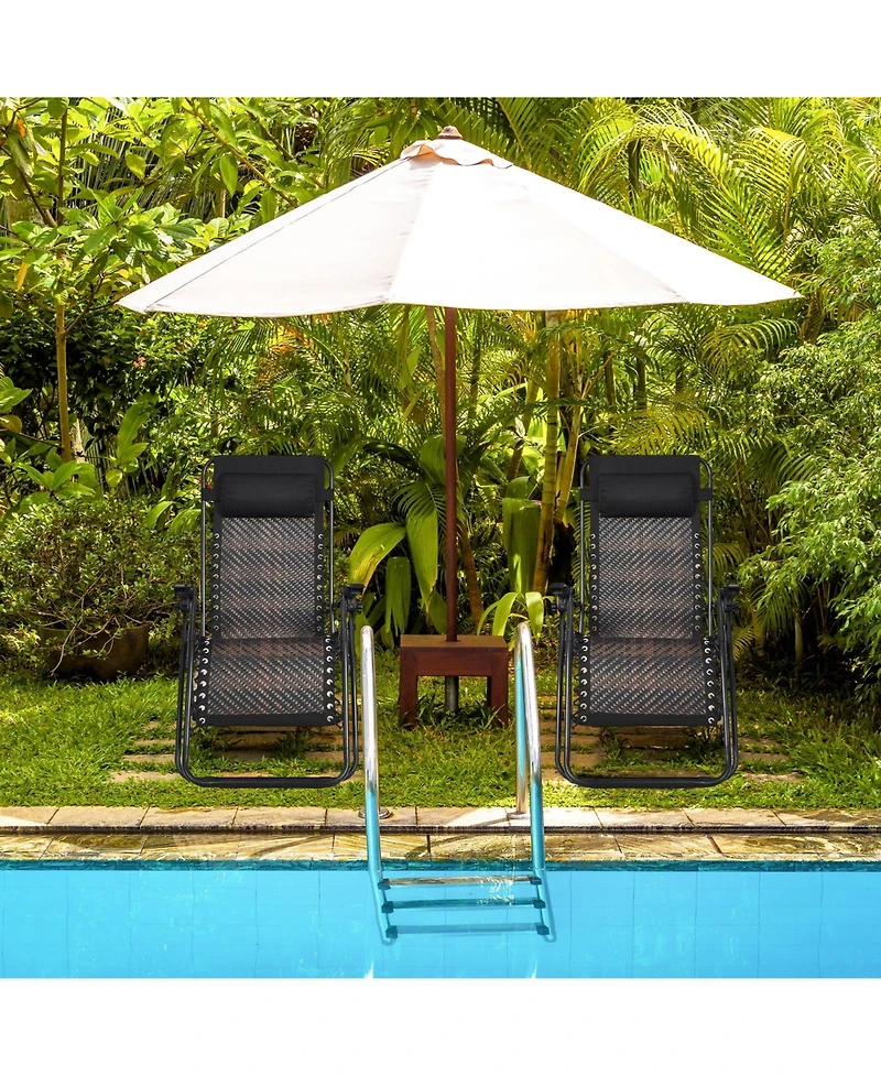 Inolait Sugift 2 Pieces Folding Patio Rattan Zero Gravity Lounge Chair