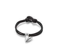 UNOde50 Sterling Silver Heart Charm 4 Leather Bracelet