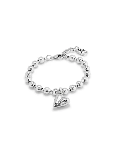 UNOde50 Sterling Silver Plated Beads and Heart Charm Metal Alloy Bracelet