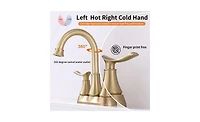 Slickblue 2-Handle 4-Inch Brushed Gold Bathroom Faucet with Pop-Up Drain and Supply Hoses for Vanity Sinks