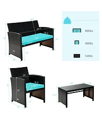 Vebreda Sugift 4 Pieces Patio Rattan Cushioned Furniture Set