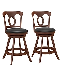Sugift Set of 2 24 Inch Swivel Bar Stools with Footrest