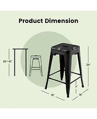 Sugift 24 Inch Set of 4 Tolix Style Counter Height Barstool Stackable Chair