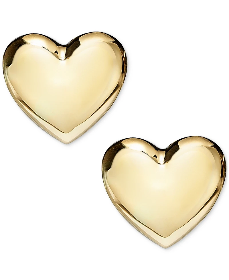 Polished Puffed Heart Stud Earrings in 10k Yellow Gold, Created for Macy's