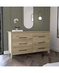 Paris 6 Drawer Double Dresser, Four Legs, Superior Top, White