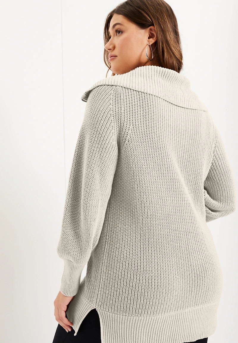 June + Vie Women's Plus Half-Zip Sweater
