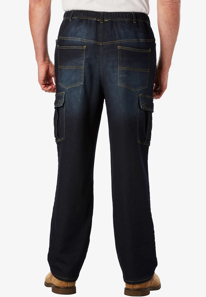 KingSize Big & Tall Relaxed Fit Cargo Denim Look Sweatpants